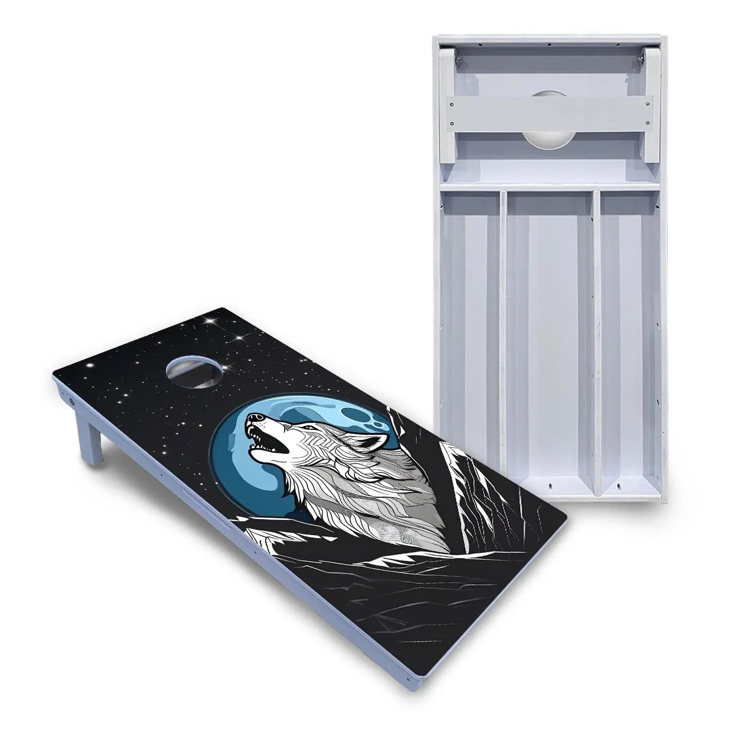 Wolf Howling at Moon Cornhole Boards - All Weather Series Cornhole Solutions