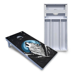 Wolf Howling at Moon Cornhole Boards - All Weather Series Cornhole Solutions