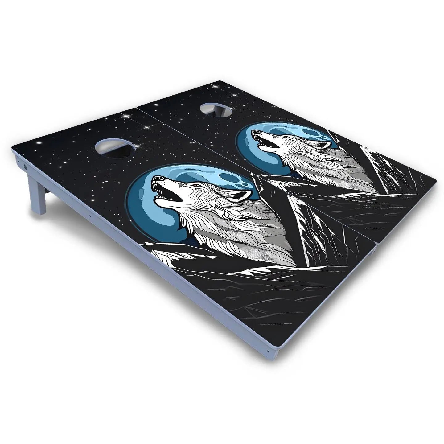 Wolf Howling at Moon Cornhole Boards - All Weather Series Cornhole Solutions