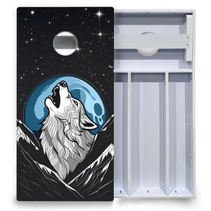 Wolf Howling at Moon Cornhole Boards - All Weather Series Cornhole Solutions