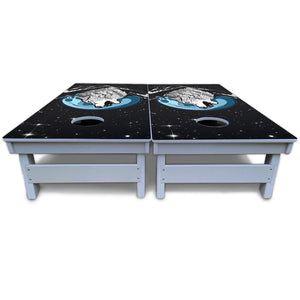 Wolf Howling at Moon Cornhole Boards - All Weather Series Cornhole Solutions