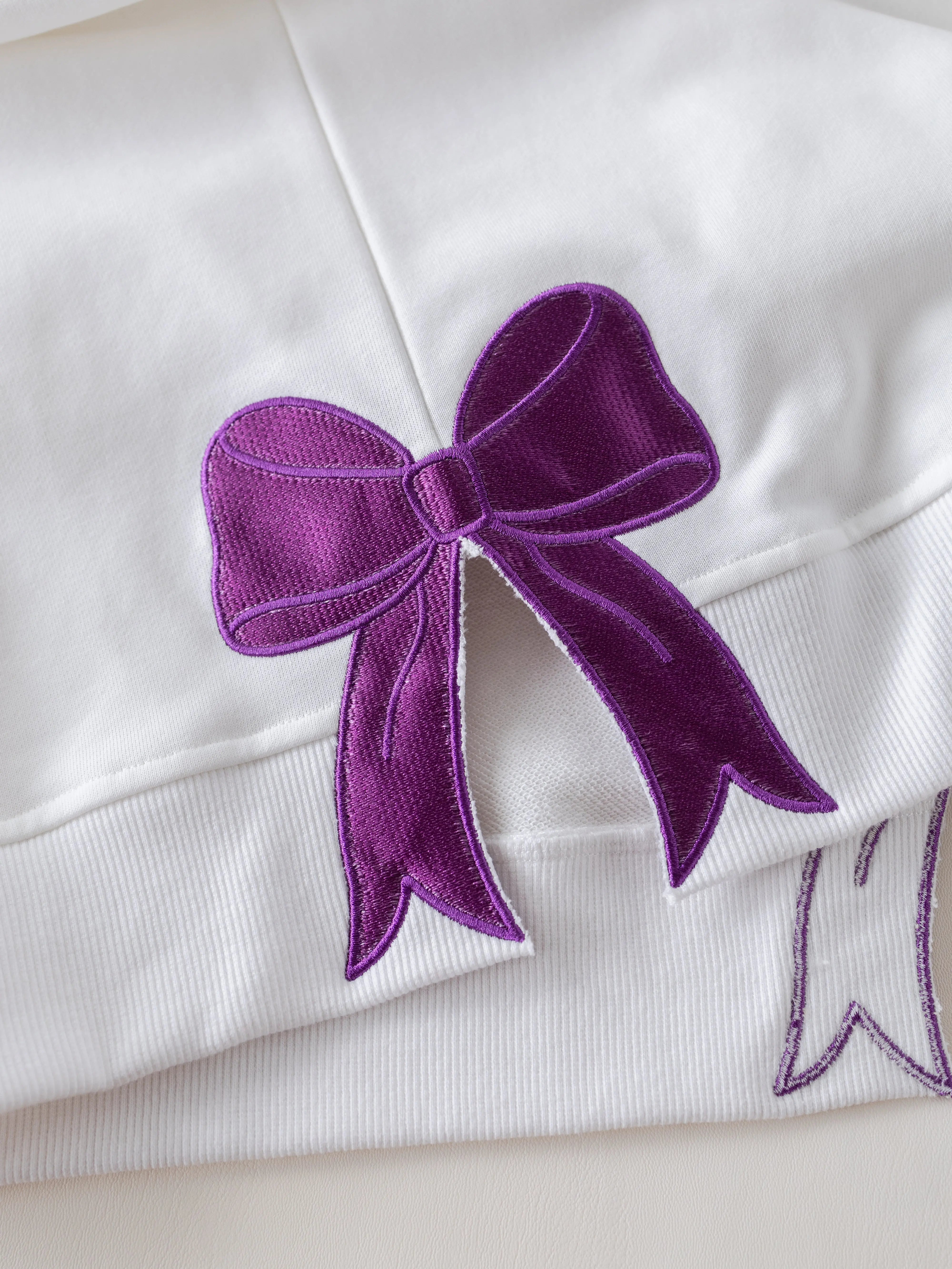 Women's Mardi Gras Sweatshirt With Side Bow by Nola Tawk, Southern lifestyle apparel detail photo 2