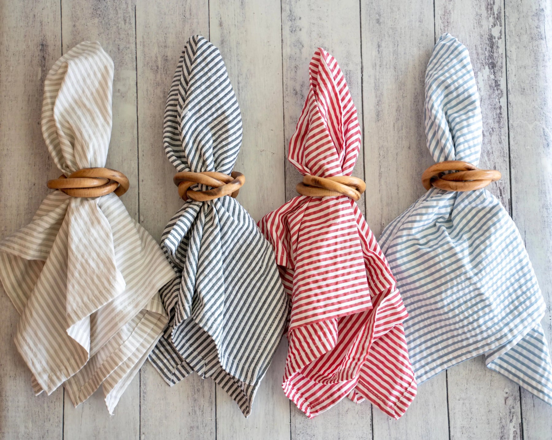 Wood Bangles Napkin Rings, set of four by Dot and Army, handmade jewelry detail photo 4