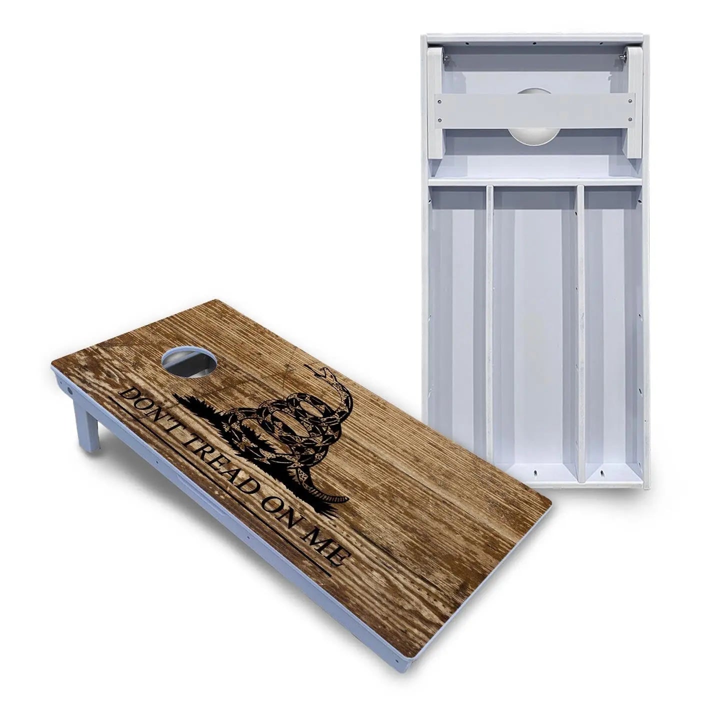 Wood DTOM & Flag Cornhole Boards - All Weather Series by Cornhole Solutions, custom cornhole board main product photo