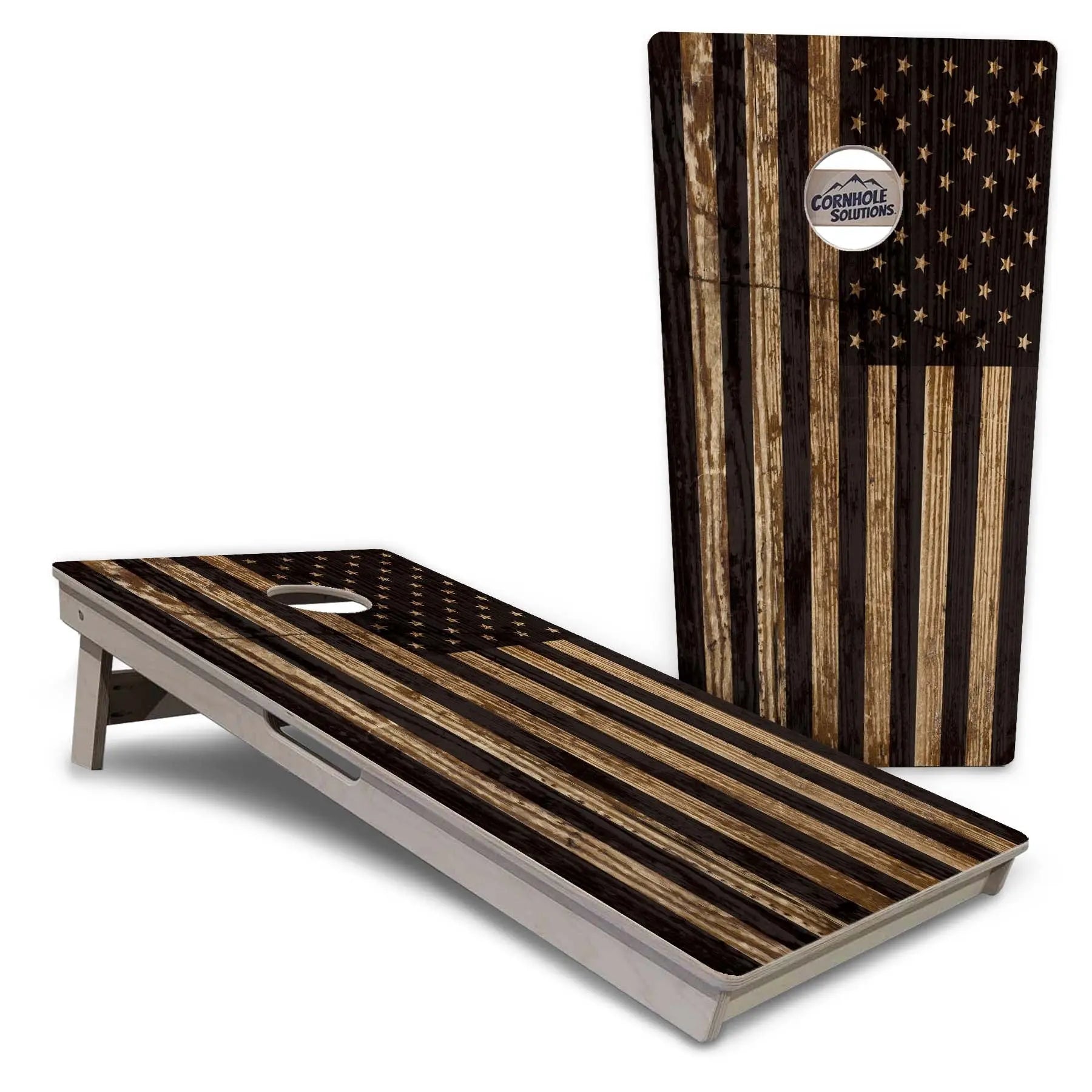 Wood DTOM & Flag Cornhole Boards - Professional Tournament Series by Cornhole Solutions, custom cornhole board detail photo 6