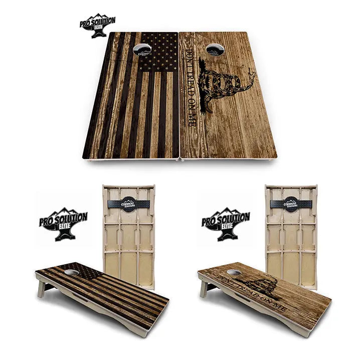 Wood DTOM & Wood Flag Cornhole Boards - Pro Solution Elite Series by Cornhole Solutions, custom cornhole board main product photo