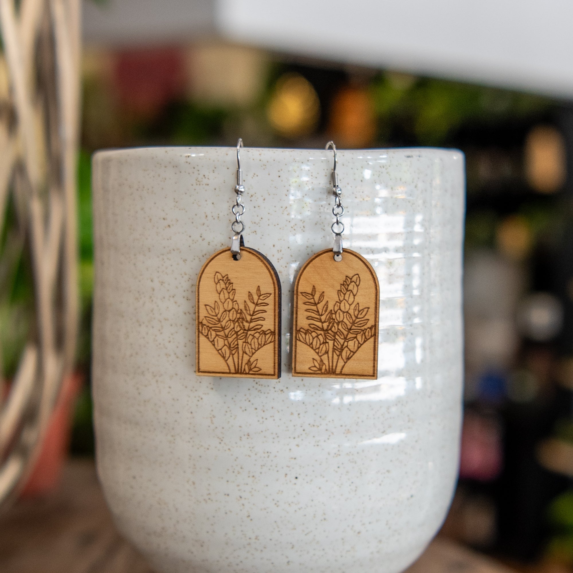 ZZ Plant Arched Earrings by Still Magnolia, handmade jewelry main product photo