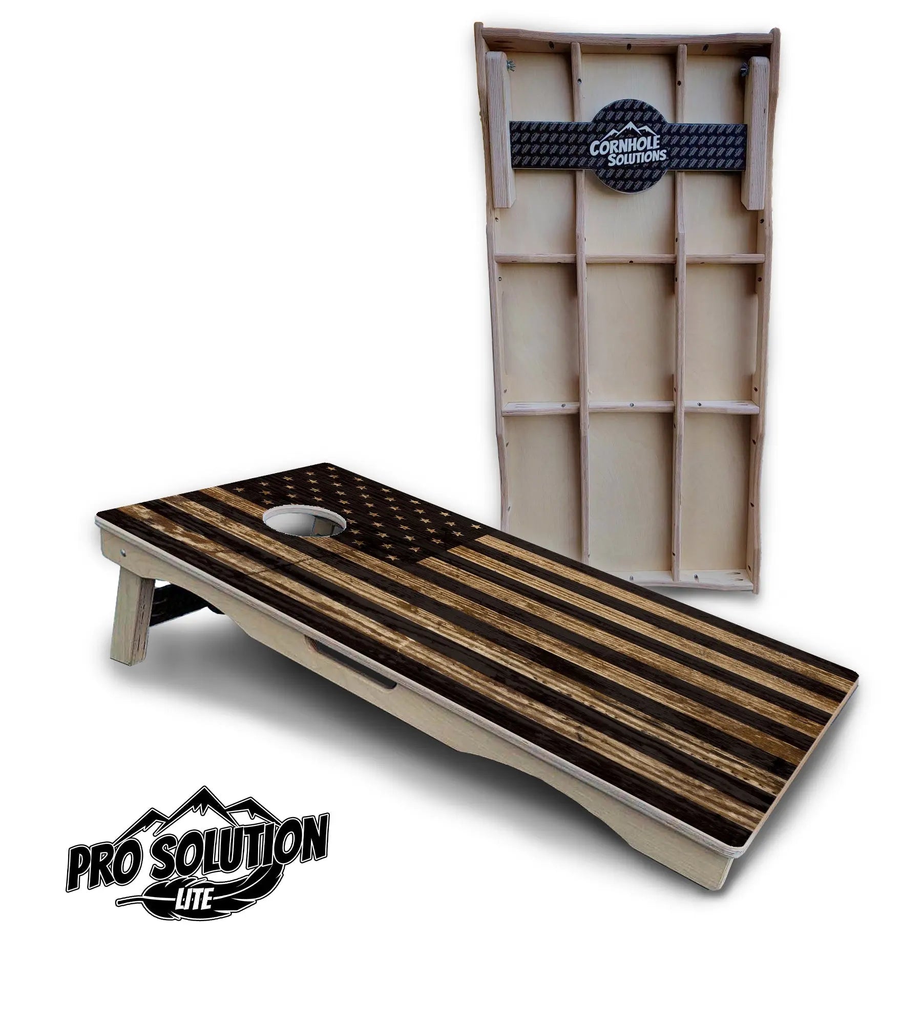 Wood Flag & DTOM Cornhole Boards - Pro Solution Lite Series Cornhole Solutions