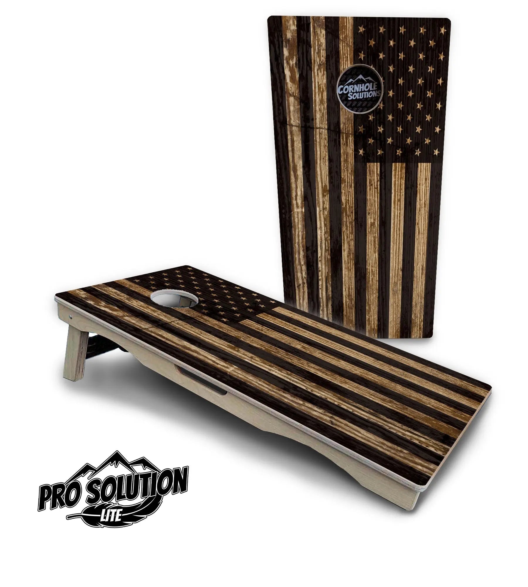 Wood Flag & DTOM Cornhole Boards - Pro Solution Lite Series Cornhole Solutions