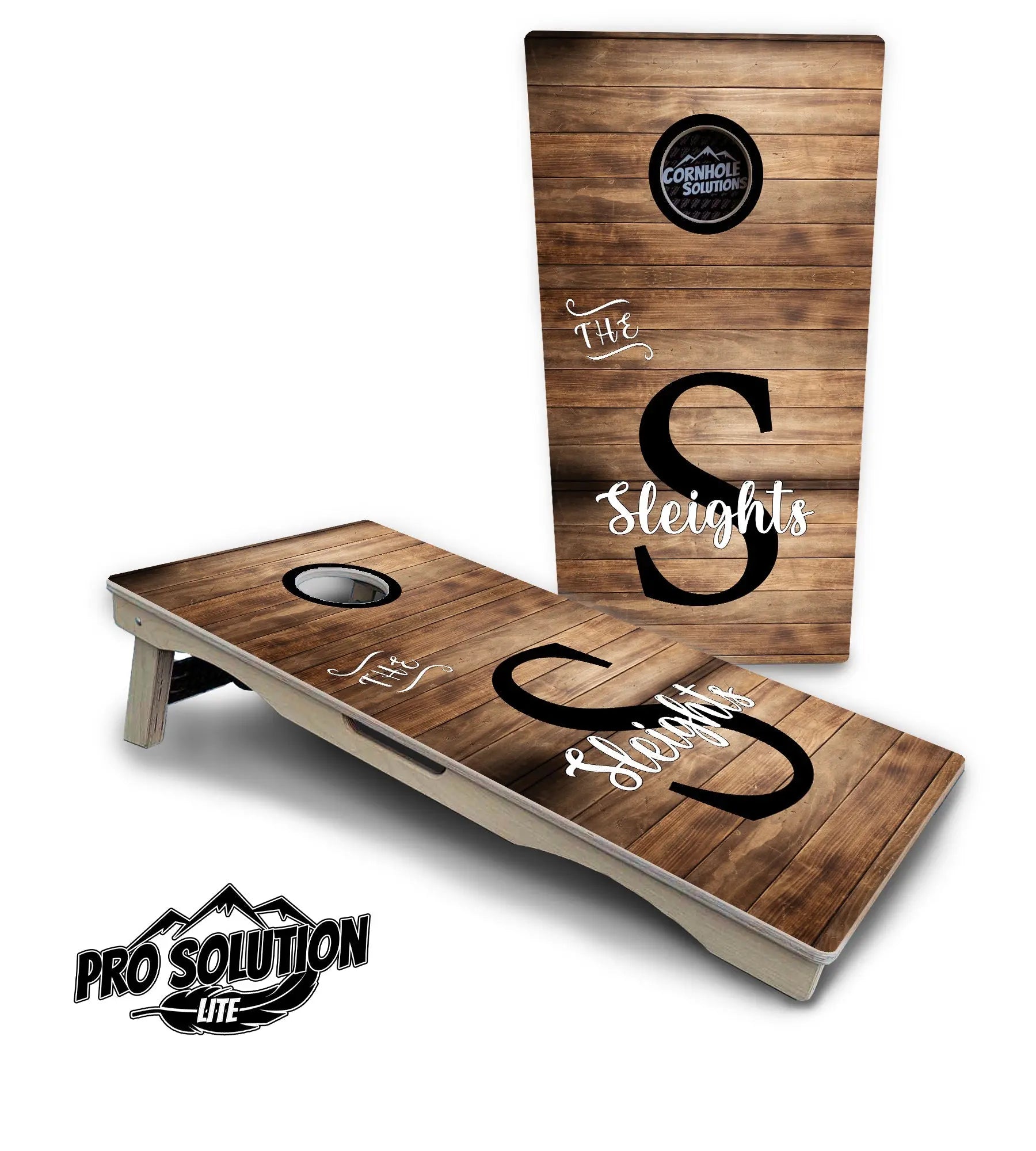 Wood Slat Letter Name Cornhole Boards - Pro Solution Lite Series Cornhole Solutions