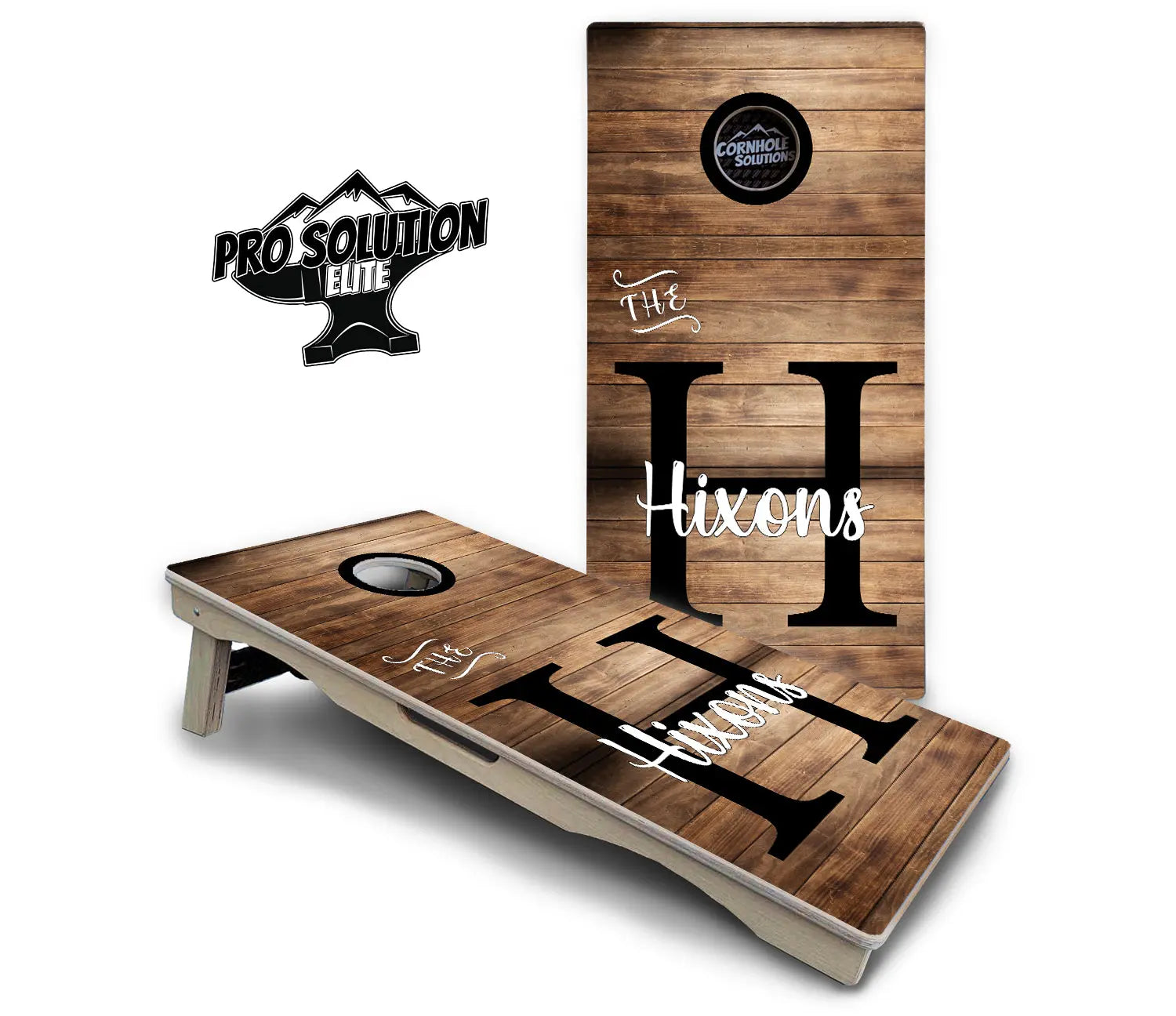 Wood Slat Name Cornhole Boards - Pro Solution Elite Series by Cornhole Solutions, custom cornhole board detail photo 2
