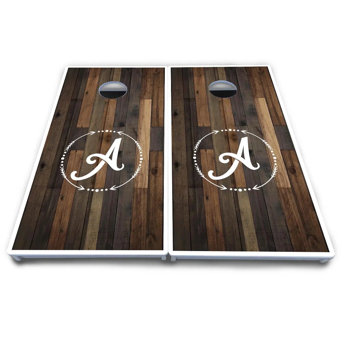 Wood Wreath Letter Cornhole Boards - All Weather Series by Cornhole Solutions, custom cornhole board detail photo 5