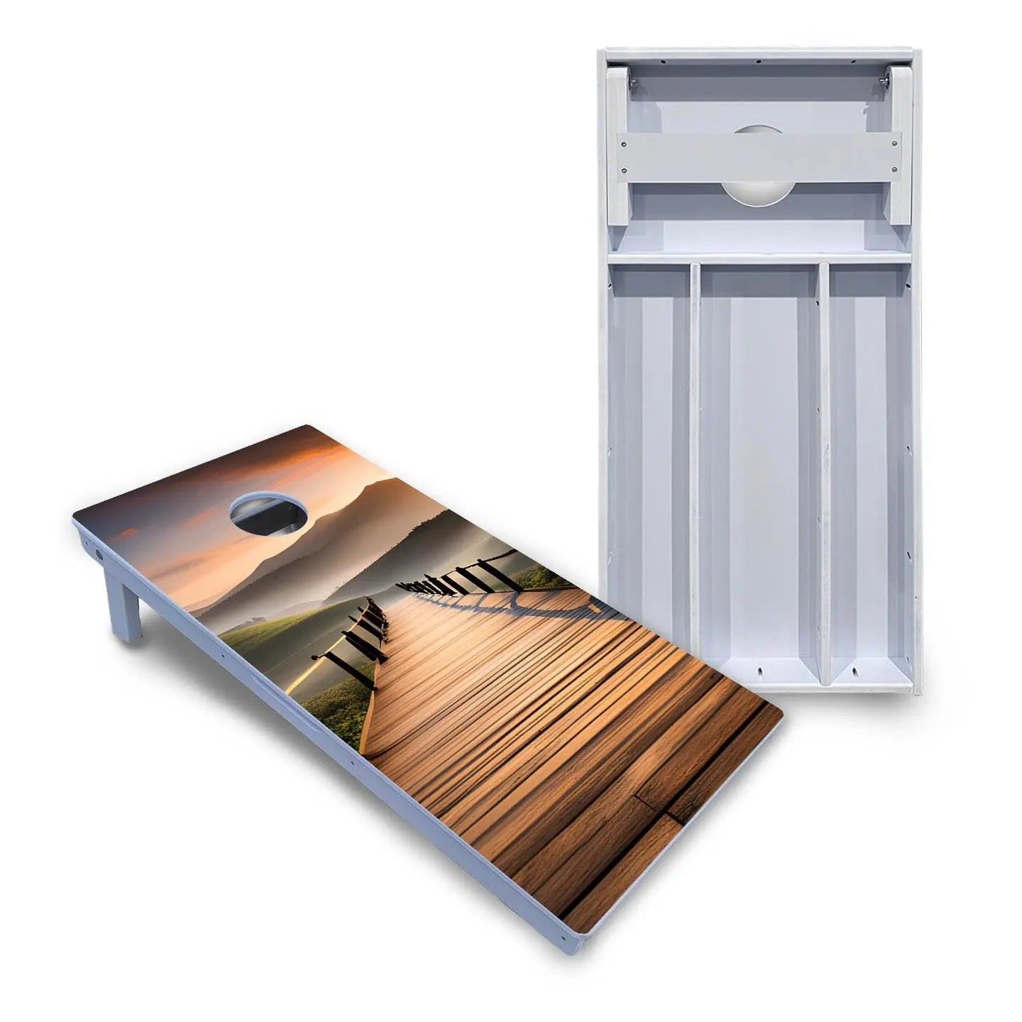 Wooden Bridge Cornhole Boards - All Weather Series by Cornhole Solutions, custom cornhole board main product photo