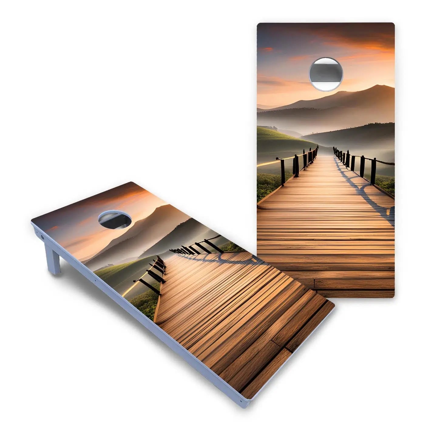 Wooden Bridge Cornhole Boards - All Weather Series by Cornhole Solutions, custom cornhole board detail photo 2