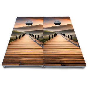 Wooden Bridge Cornhole Boards - All Weather Series by Cornhole Solutions, custom cornhole board detail photo 4