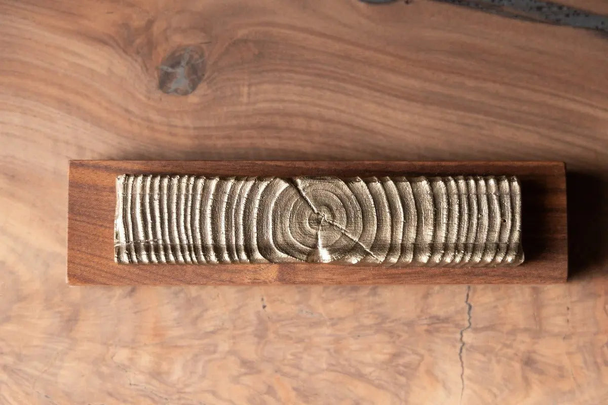 Wooden Incense Holder with Bronze Casting by Alabama Sawyer, Southern home decor detail photo 8