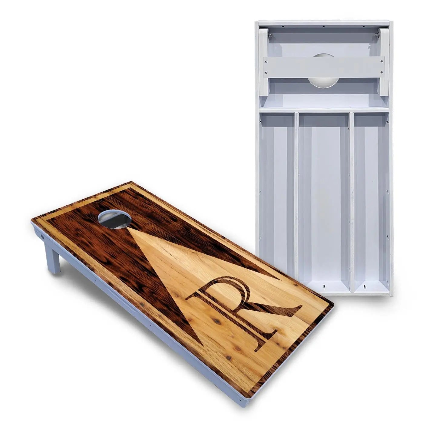 Wooden Triangle Letter Cornhole Boards - All Weather Series by Cornhole Solutions, custom cornhole board main product photo