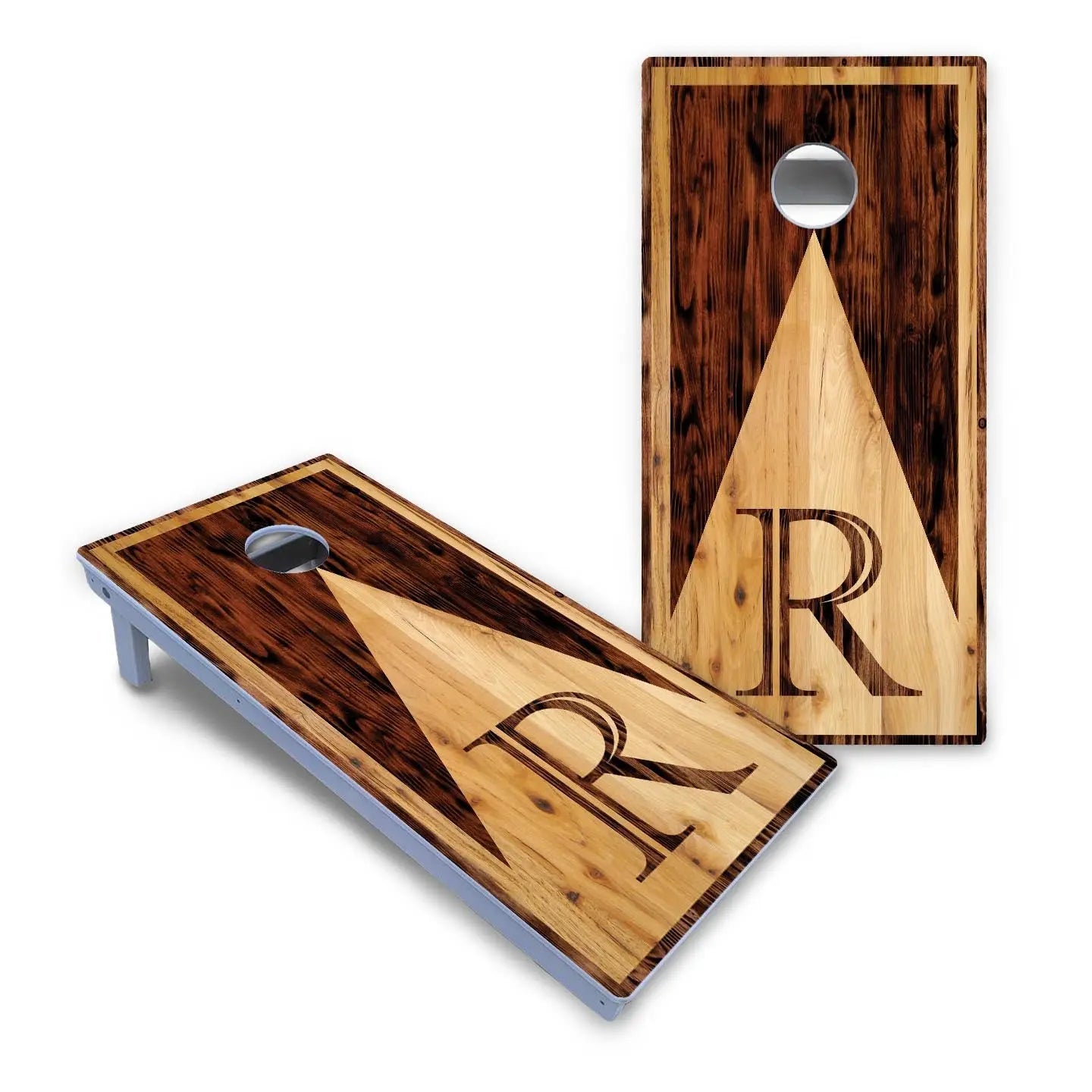 Wooden Triangle Letter Cornhole Boards - All Weather Series by Cornhole Solutions, custom cornhole board detail photo 2