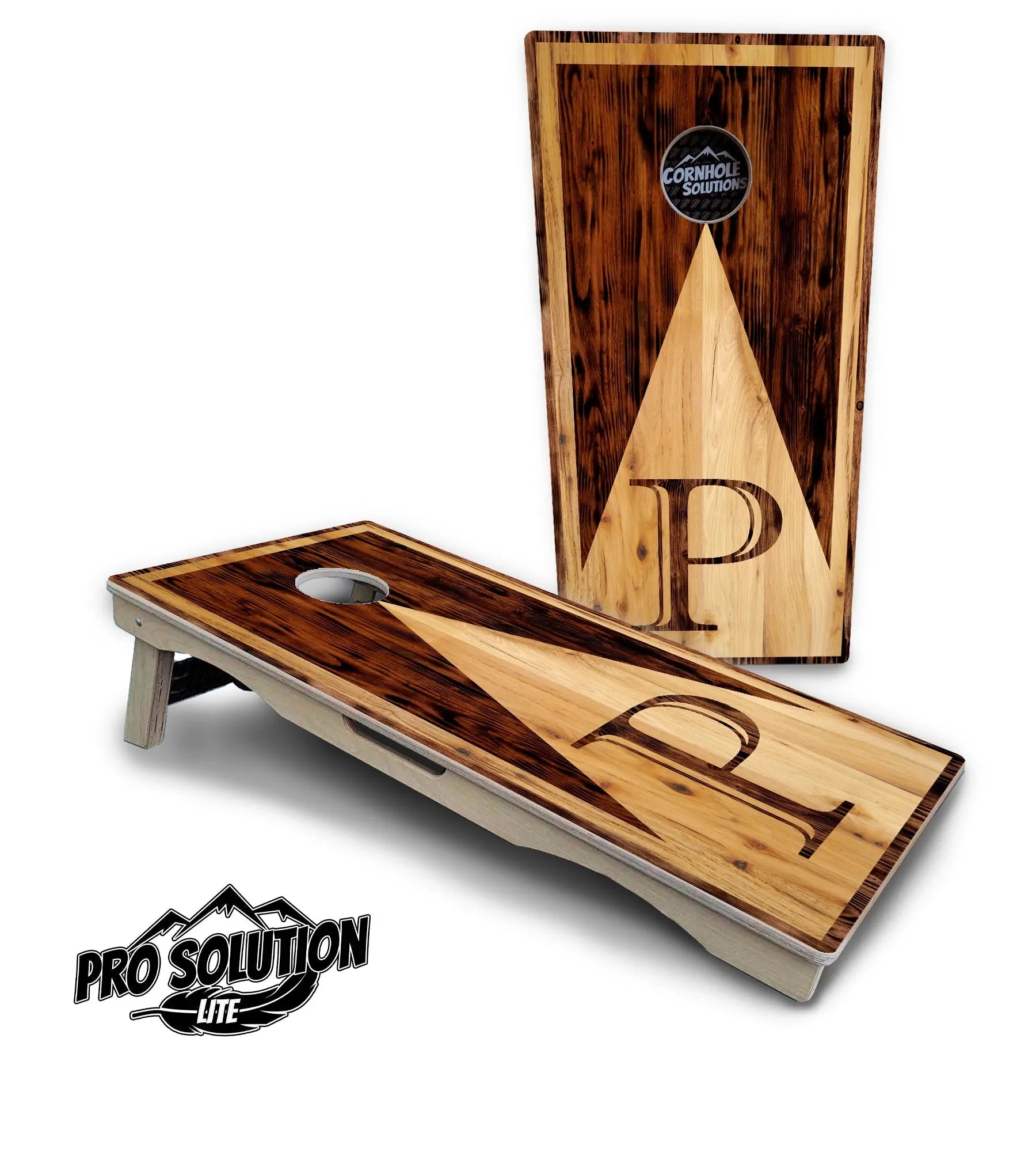 Wooden Triangle Letter Cornhole Boards - Pro Solution Lite Series by Cornhole Solutions, custom cornhole board main product photo