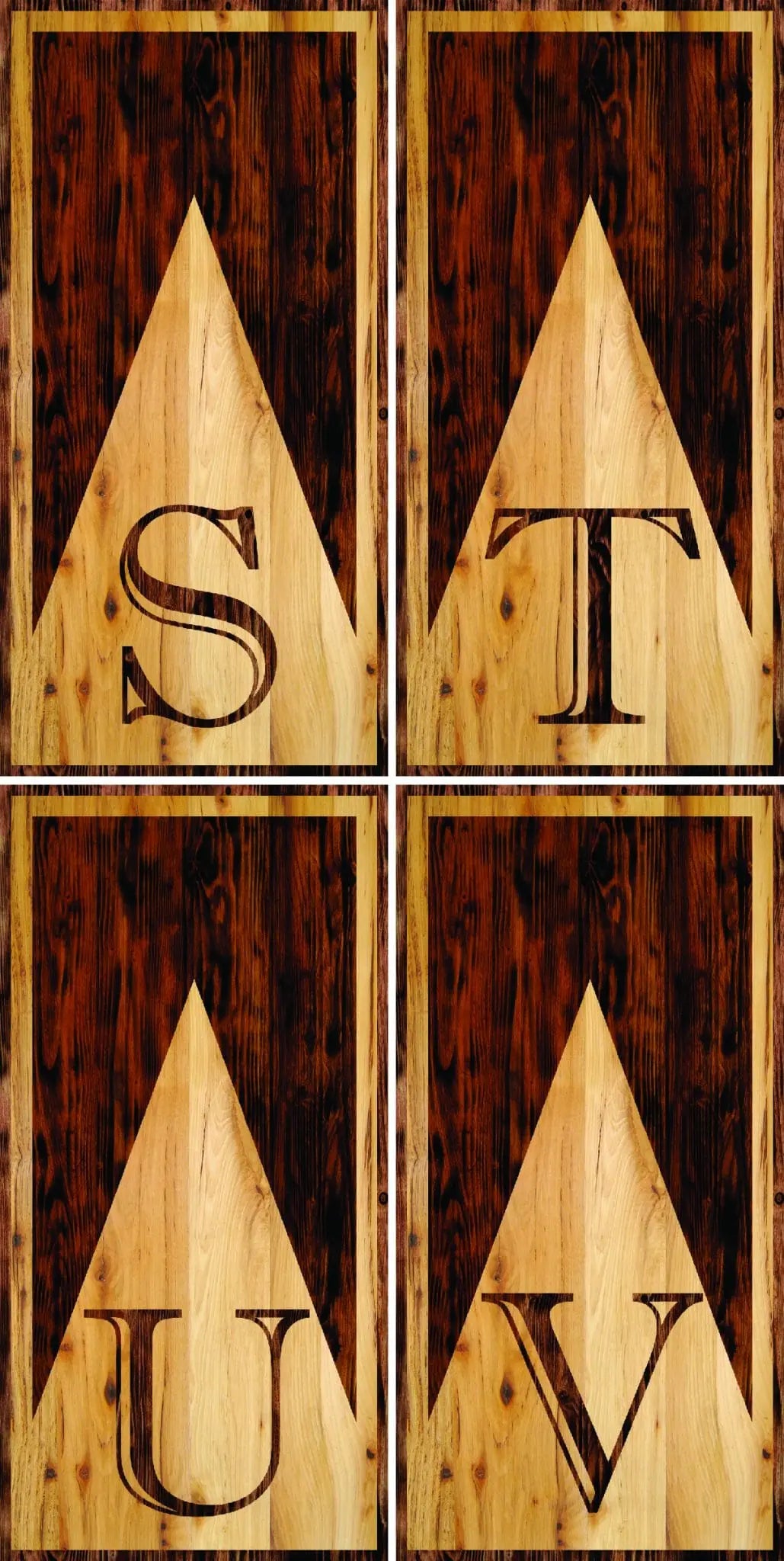 Wooden Triangle Letter Cornhole Boards - Professional Tournament Series by Cornhole Solutions, custom cornhole board detail photo 9