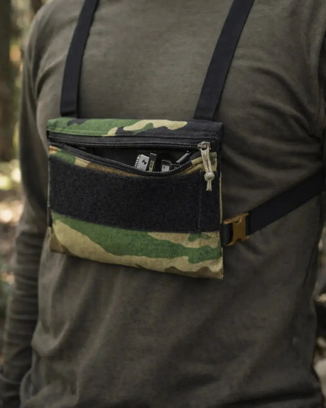 Woodland Minimalist Chest Rig by Recycled Firefighter, hunting & shooting protective gear detail photo 2