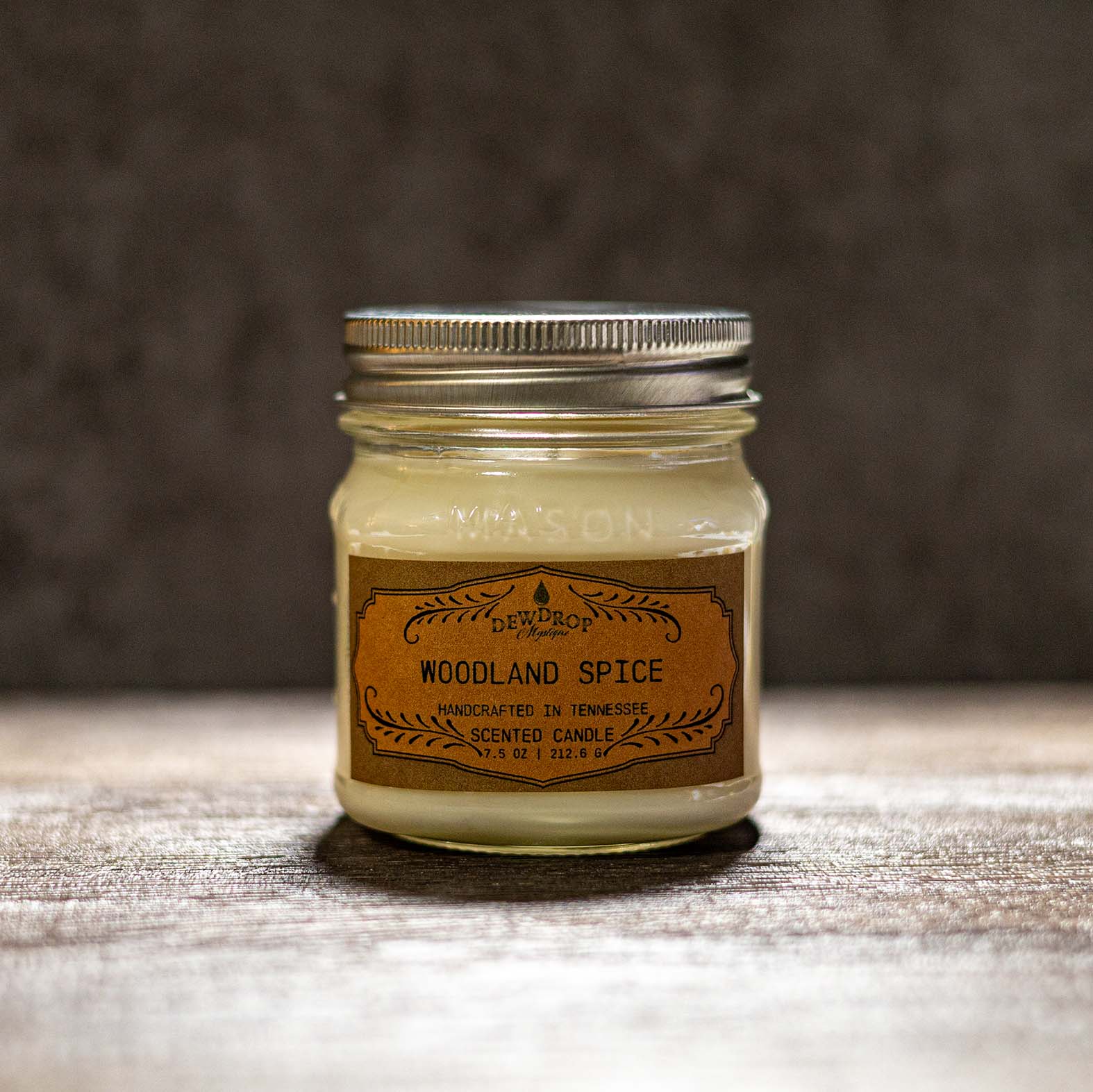 Woodland Spice 7.5oz Candle by Dewdrop Mystique LLC, Southern food gift detail photo 2