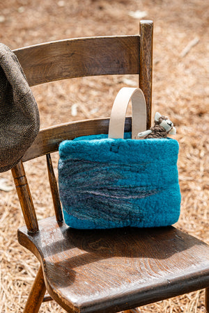 Turquoise and Gray Petite Bag handmade wool bag by Comfy Bear Home product image 2