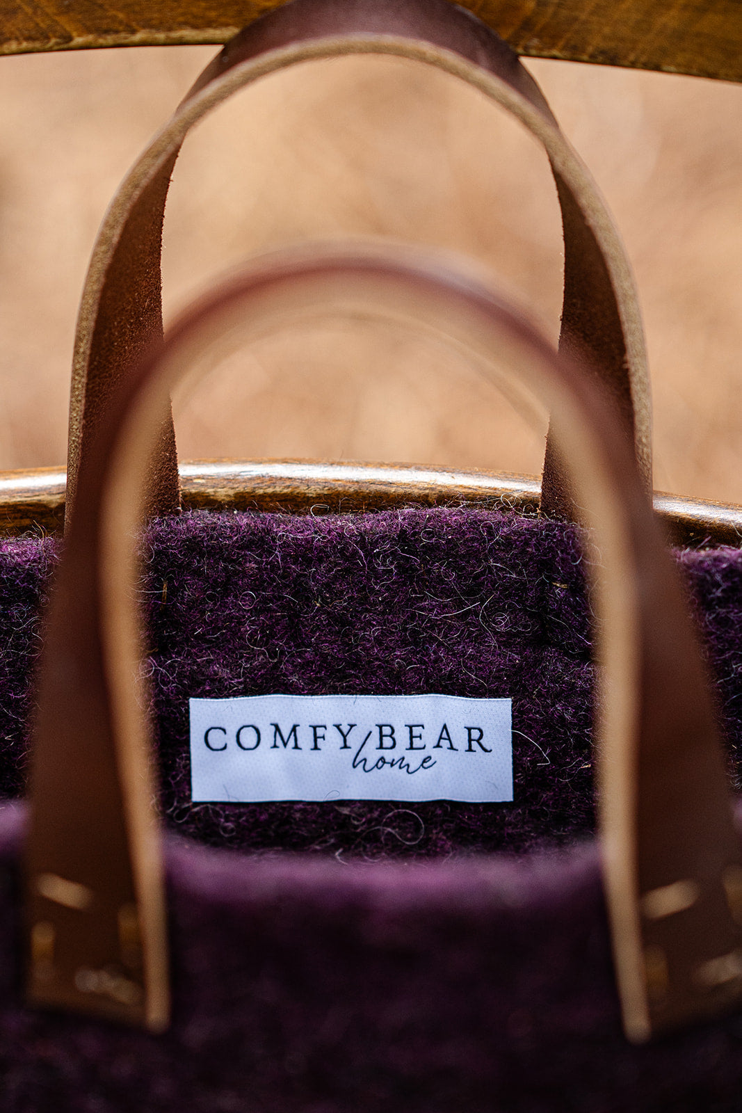 Burgundy and Charcoal Classic Carryall handmade wool bag by Comfy Bear Home product image 3