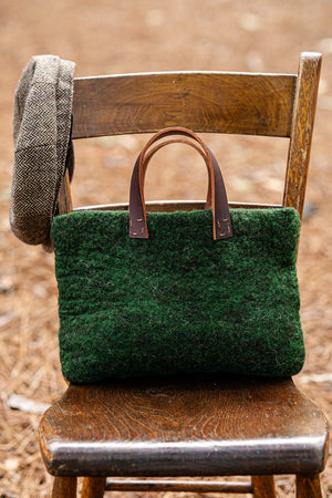 Forest Green Classic Carryall handmade wool bag by Comfy Bear Home product image 2