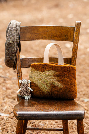 Ochre and Cream Petite Bag handmade wool bag by Comfy Bear Home product image 2