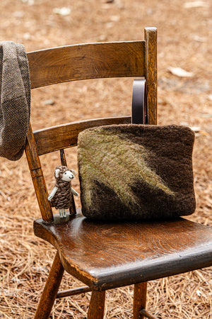 Dark Brown and Cream Petite Bag handmade wool bag by Comfy Bear Home product image 2