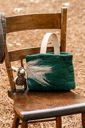 Emerald Green and Cream Petite Bag handmade wool bag by Comfy Bear Home product image 2