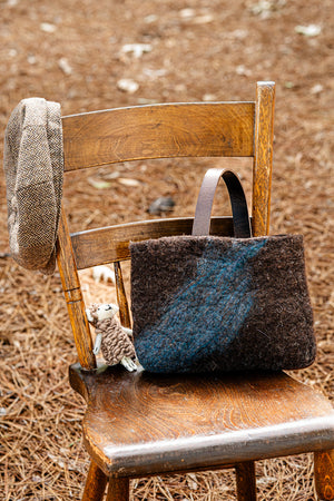 Charcoal and Slate Blue Petite Bag handmade wool bag by Comfy Bear Home product image 2