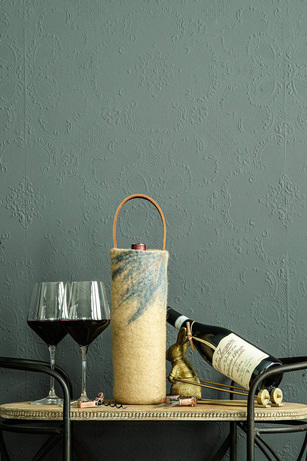 The Leah handcrafted wool wine carrier by Comfy Bear Home - additional view 2