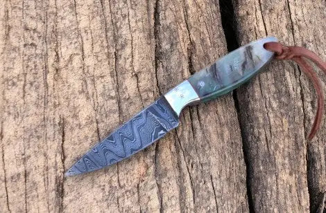 Working Buckaroo Knife – Sheep Horn Handle, 6.25" by Damascus Knife Store, Damascus knife main product photo