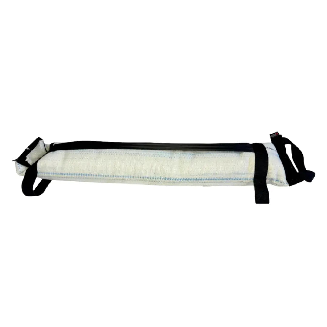 Blaze Builder battle bag: white with blue stitching and black straps