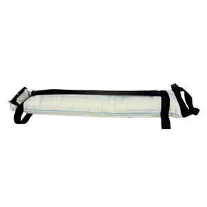 Blaze Builder battle bag: white with blue stitching and black straps