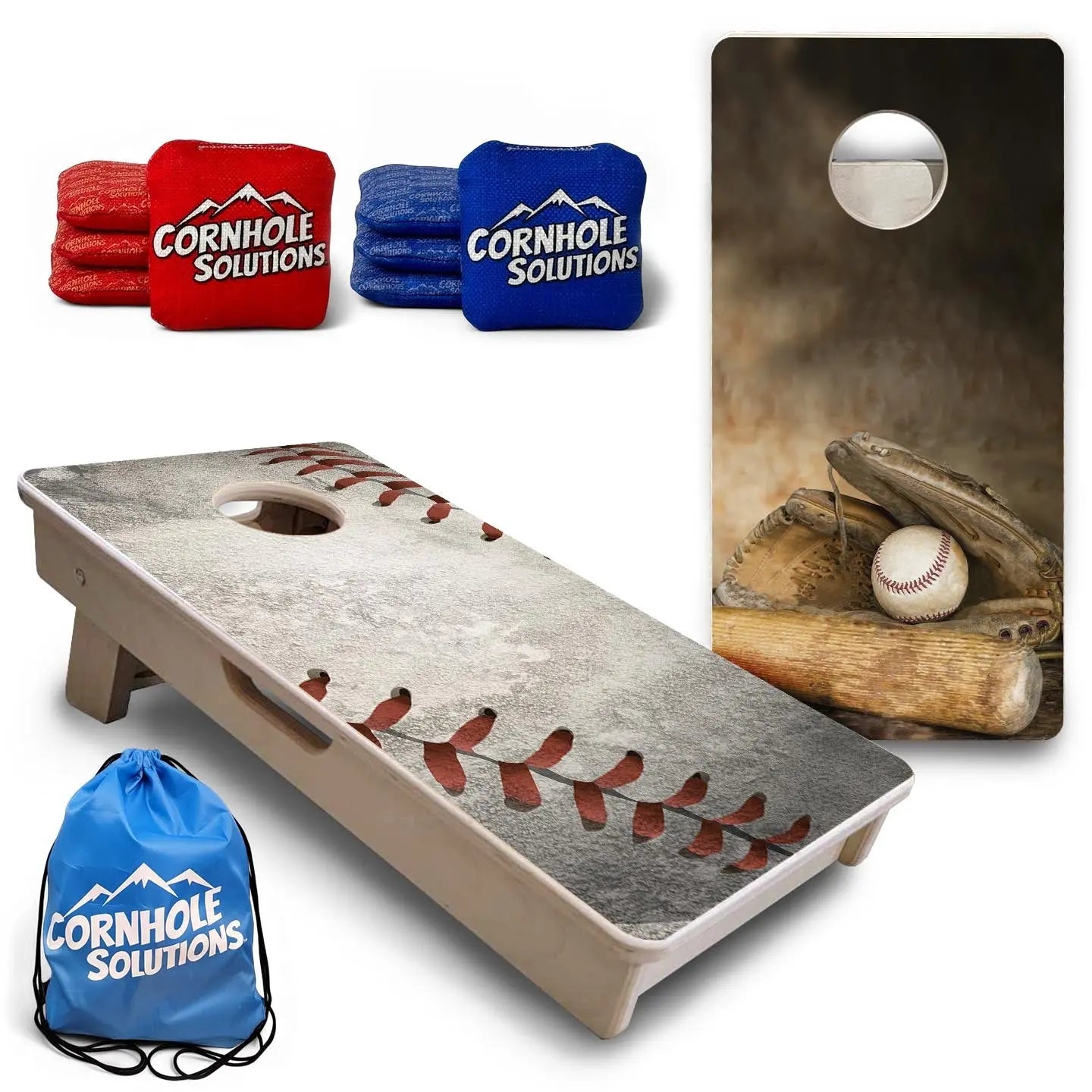Worn Baseball & Glove - Mini or Vacation Size Cornhole Boards by Cornhole Solutions, custom cornhole board main product photo