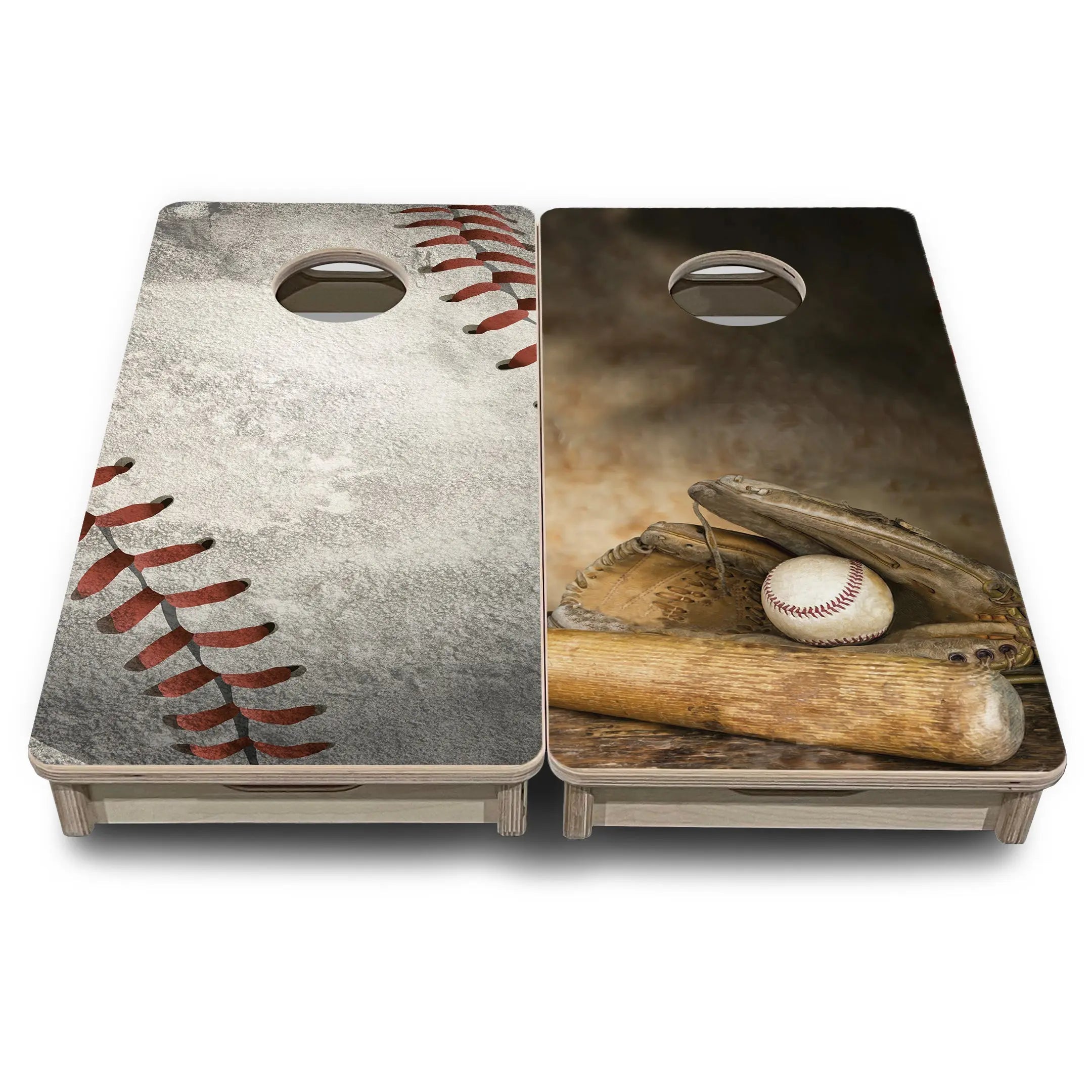 Worn Baseball & Glove - Mini or Vacation Size Cornhole Boards by Cornhole Solutions, custom cornhole board detail photo 2
