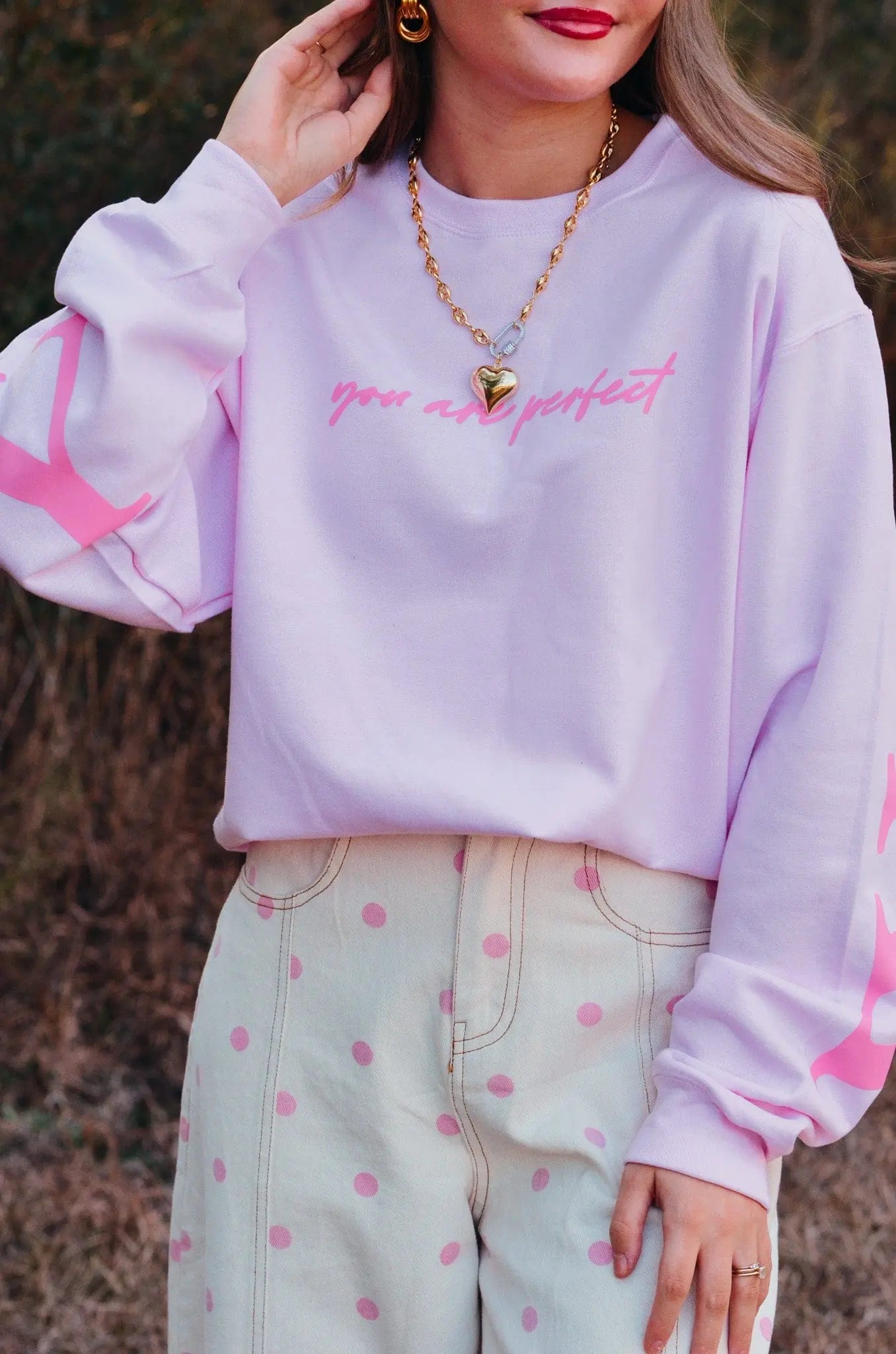 Worthy Light Pink Sweatshirt by Southern Bliss Company, Southern lifestyle apparel detail photo 2