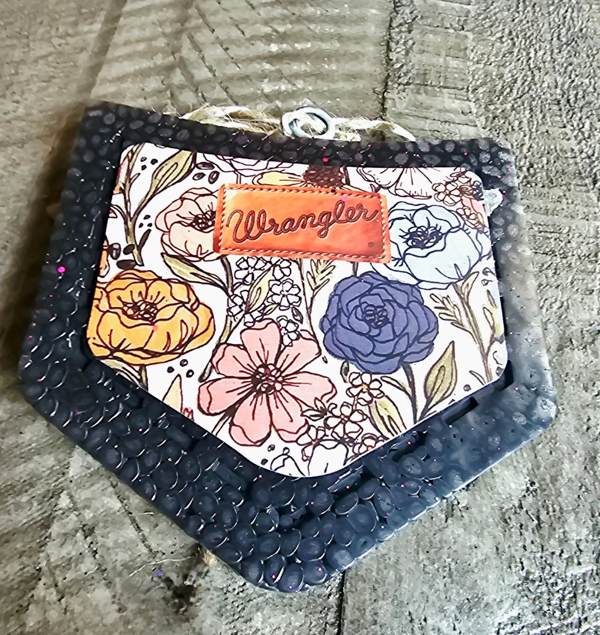 Wrangler Jeans Pocket Floral Car Freshie - Handmade Western Aroma Bead Air Freshener for Cars & Trucks