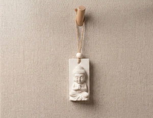 Buddha hanging diffuser stone with jute cord by Believe Candle – product view 2