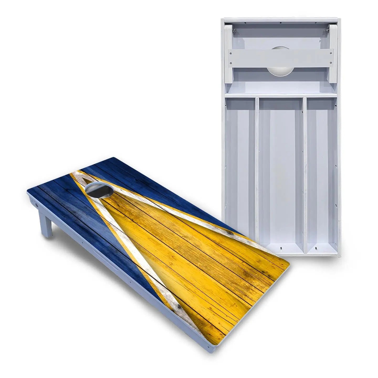 Yellow/Blue Triangle Cornhole Boards - All Weather Series Cornhole Solutions
