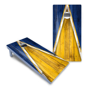 Yellow/Blue Triangle Cornhole Boards - All Weather Series Cornhole Solutions