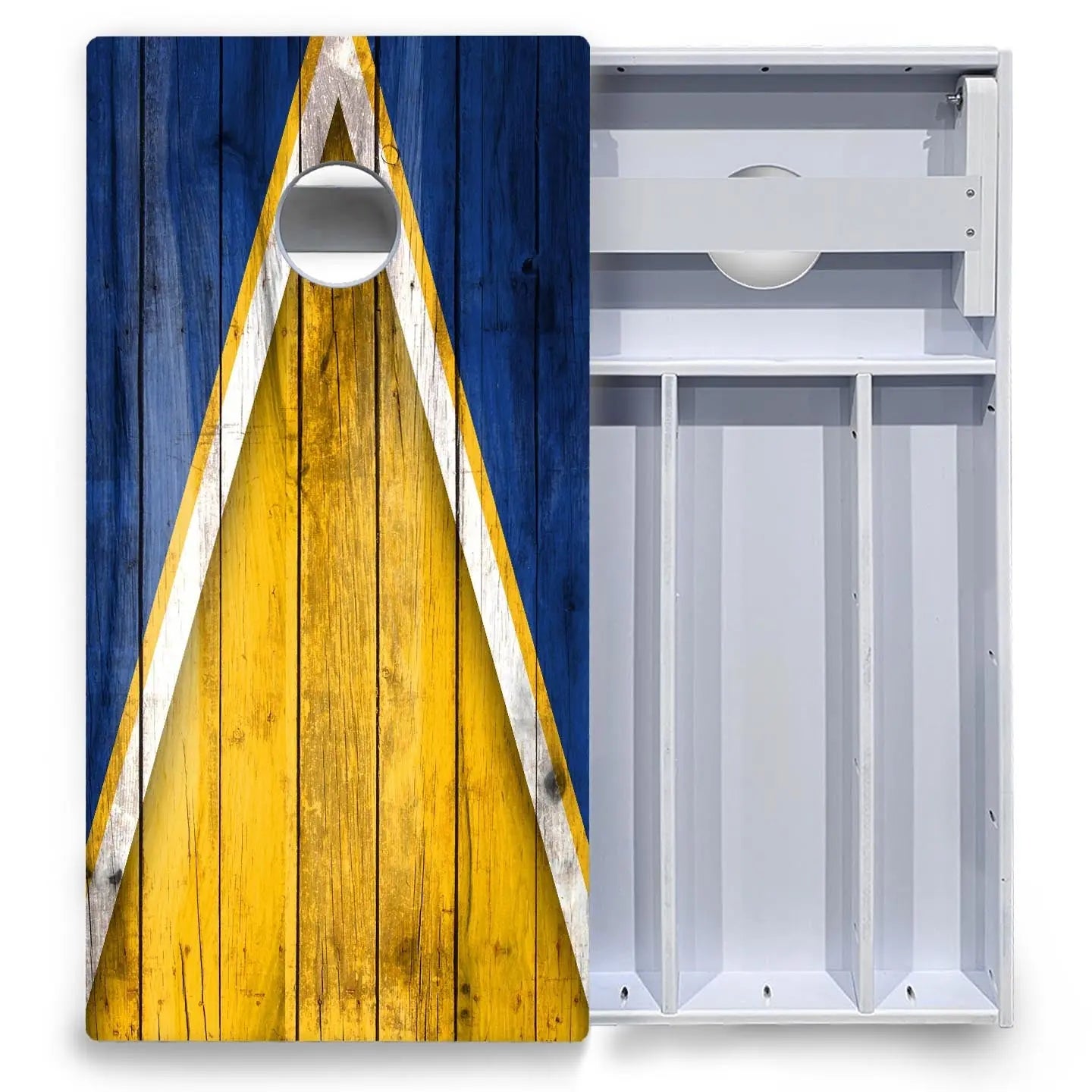Yellow/Blue Triangle Cornhole Boards - All Weather Series Cornhole Solutions