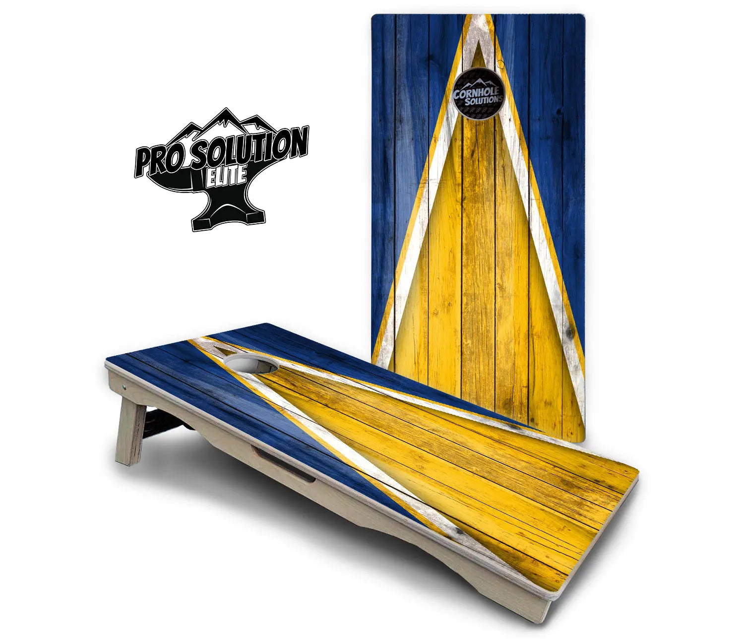 Yellow/Blue Triangle Cornhole Boards - Pro Solution Elite Series by Cornhole Solutions, custom cornhole board detail photo 2