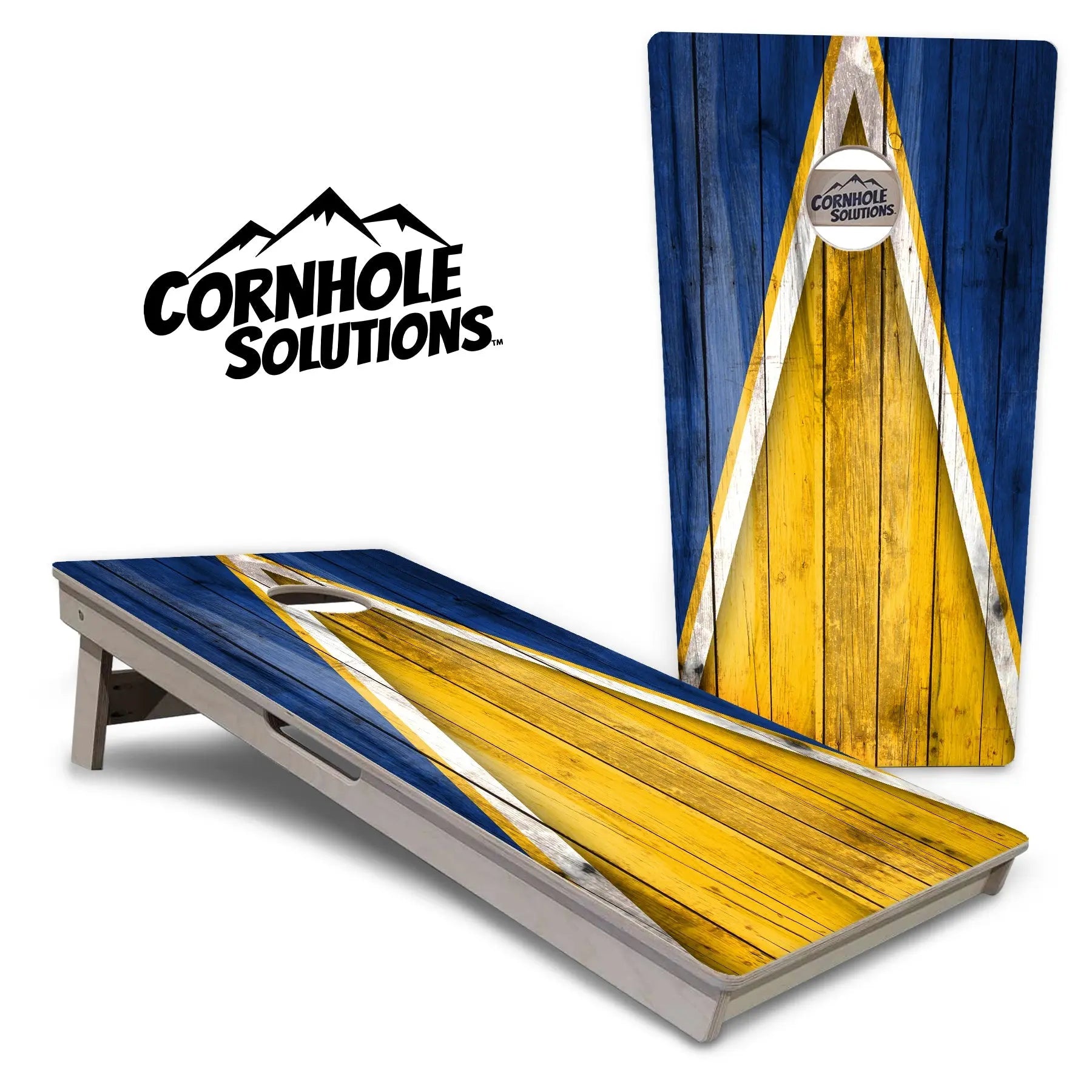 Yellow/Blue Triangle Cornhole Boards - Professional Tournament Series Cornhole Solutions