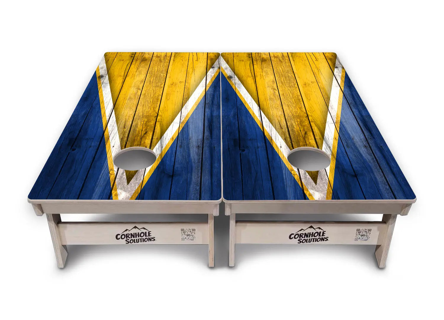 Yellow/Blue Triangle Cornhole Boards - Professional Tournament Series Cornhole Solutions