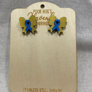 Down Syndrome Awareness Earrings: Yellow Pearl Ribbon Bow Studs, Main Street Collective