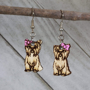 Yorkshire Terrier Wooden Dangle Earrings | Yorkie Dog Jewelry